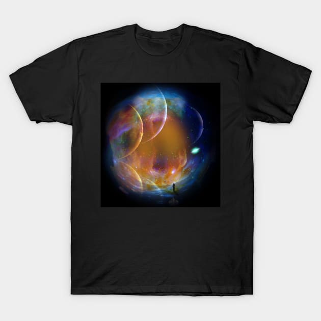 Man in dark space tunnel T-Shirt by rolffimages